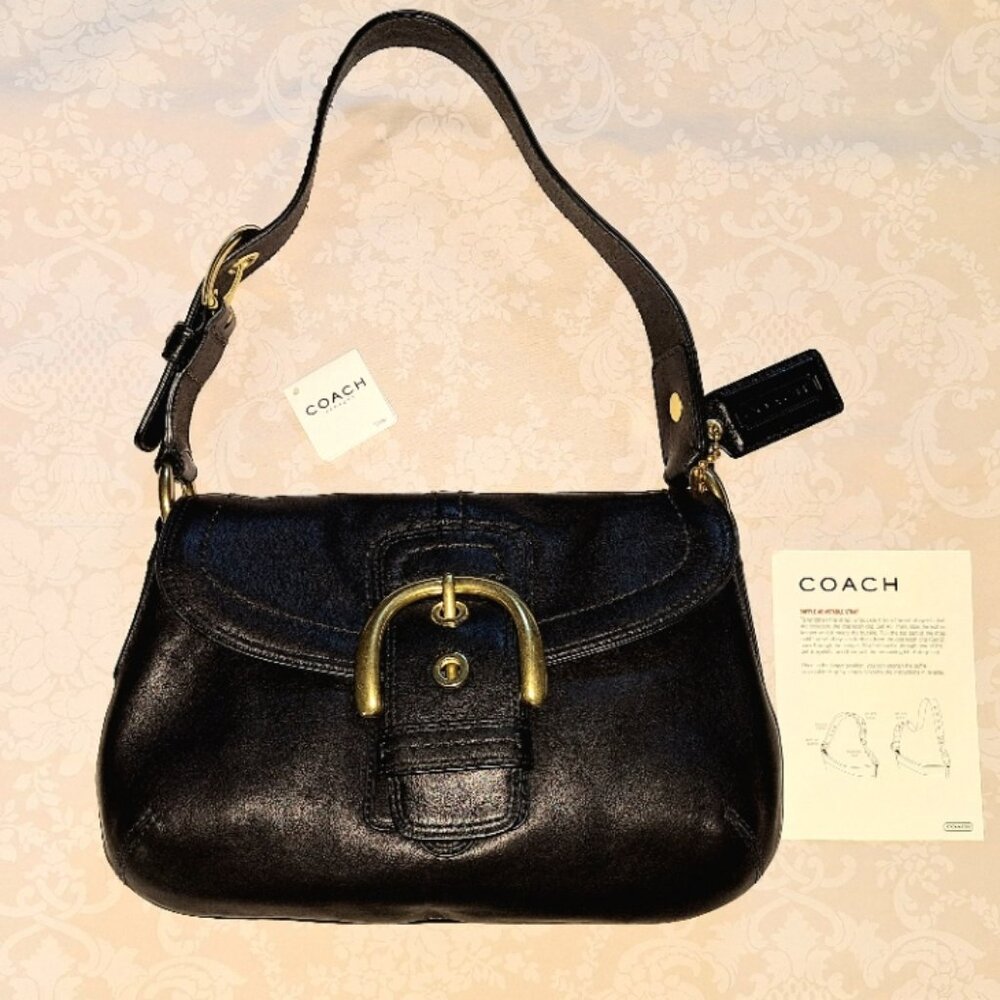Coach Vtg Black Smooth Leather Soho Shoulder Bag F11840